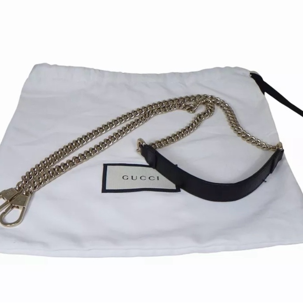 Gucci Black and Champagne/Gold shoulder/Crossbody chain Bag with Iconic Double G - Picture 8 of 11